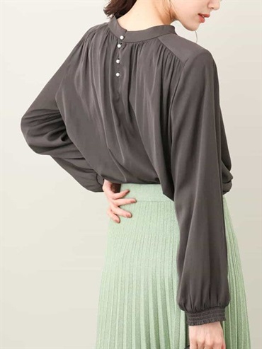 珍珠釦磨毛緞面襯衫[2WAY/可機洗](深灰色(93)/38)