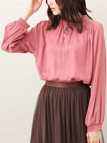 珍珠釦磨毛緞面襯衫[2WAY/可機洗]