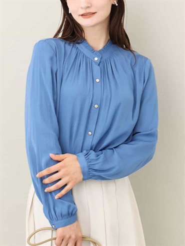 荷葉邊設計襯衫[磨毛緞面材質]