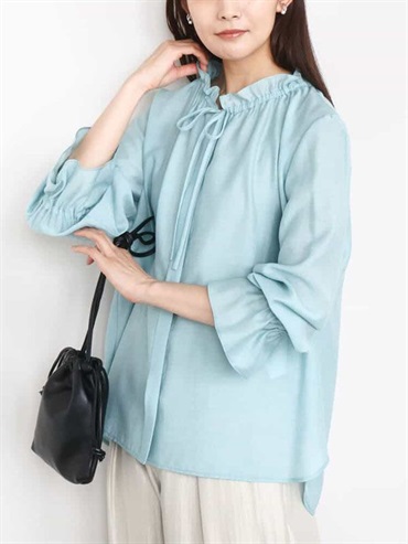 荷葉領設計襯衫(天藍色(50)/38)
