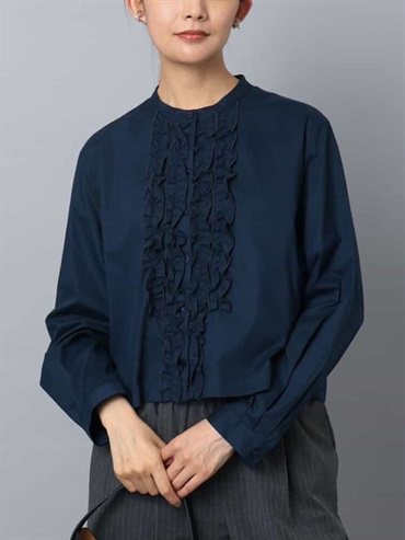 前襟荷葉設計襯衫