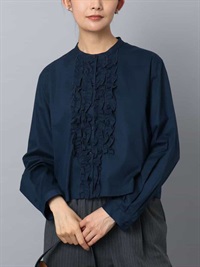 前襟荷葉設計襯衫