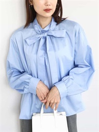 附綁帶立領純棉襯衫[日本製]