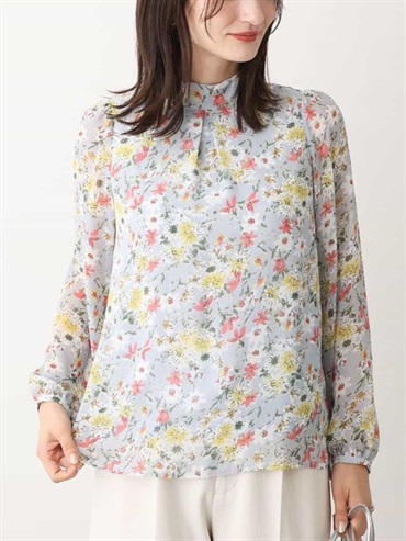 花卉圖騰雪紡襯衫[可機洗]