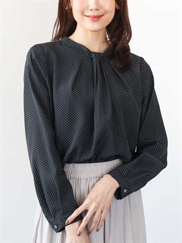 蝴蝶結領幾何圓點襯衫[可機洗](海軍藍(57)/38)