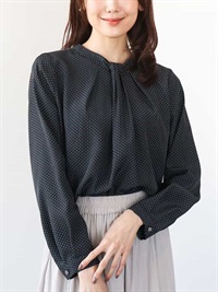 蝴蝶結領幾何圓點襯衫[可機洗]