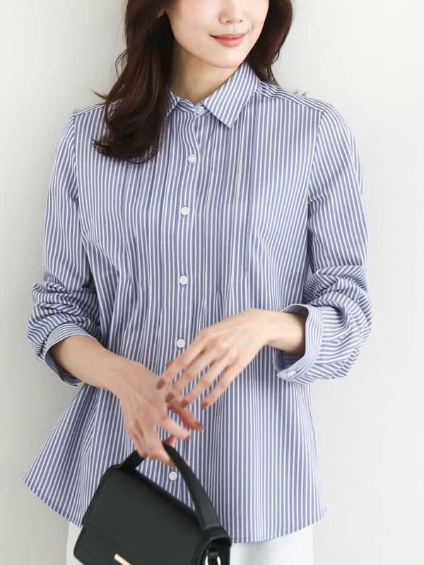 彈性平織襯衫[可機洗](淺藍色(52)/38)