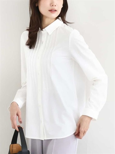 彈性平織襯衫[可機洗](白色(90)/38)