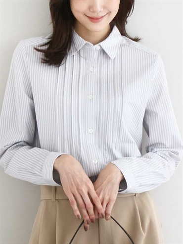 彈性平織襯衫[可機洗](淺灰色(91)/38)