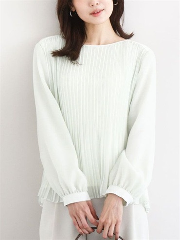 百褶設計襯衫(淺綠色(30)/38)