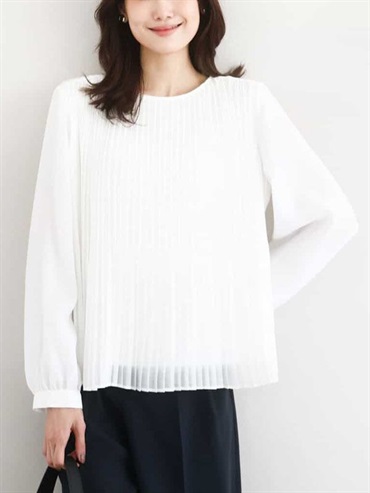 百褶設計襯衫(米白色(80)/38)