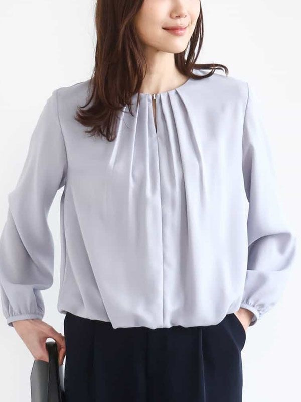 氣球下襬襯衫(灰藍色(50)/38)