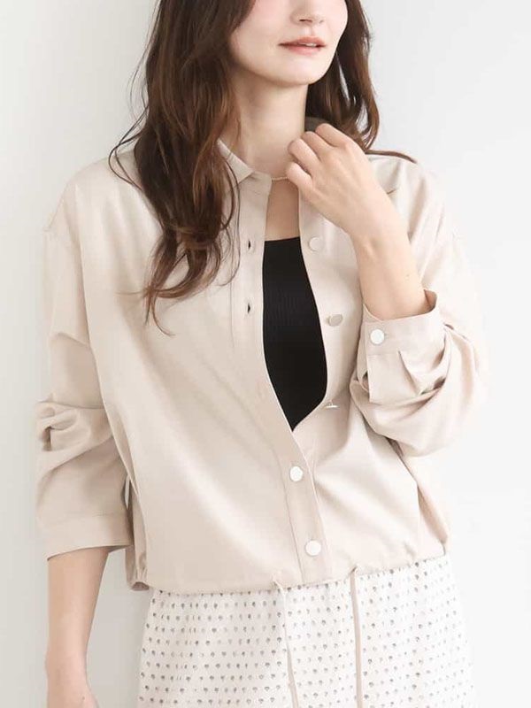 丹寧風短版襯衫[機能性/可機洗]