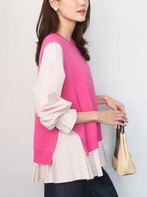 糖果袖襯衫 × 針織背心(粉紅色(03)/38)