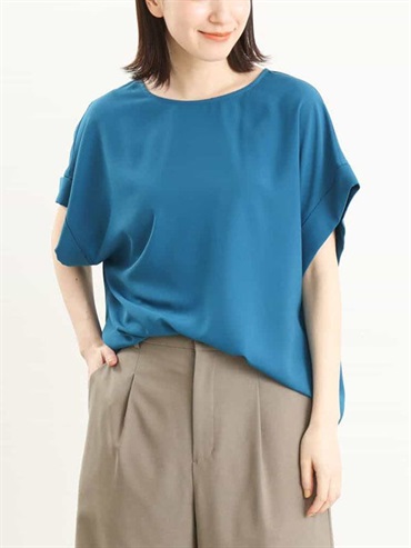 縐綢短袖上衣[可機洗]