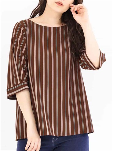 變化條紋襯衫[可機洗](棕色(87)/38)