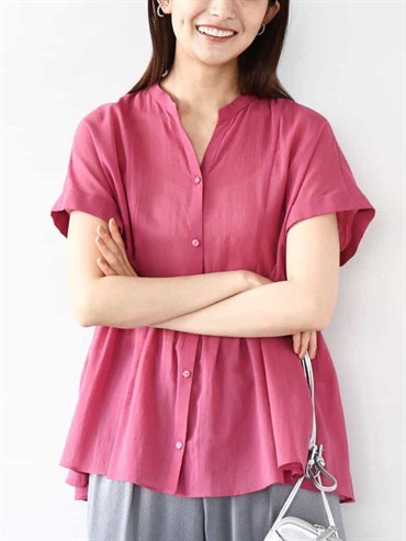 [限量]棉質雪紡襯衫[涼感](粉紅色(03)/38)