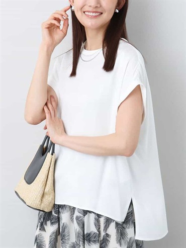 霧面緞面T-Blouse[涼感](白色(90)/38)