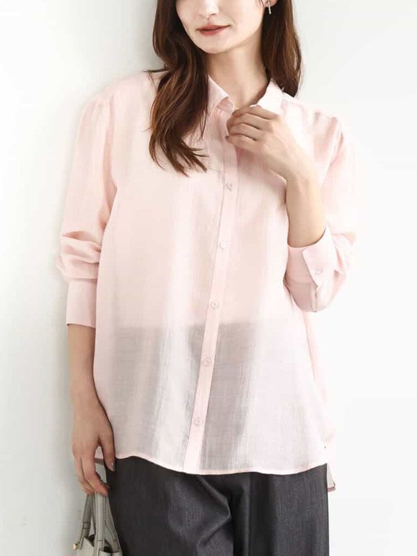 薄紗棉質罩衫式襯衫