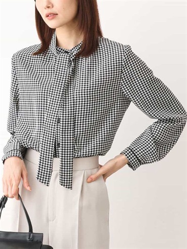 千鳥格紋領結襯衫[可機洗]