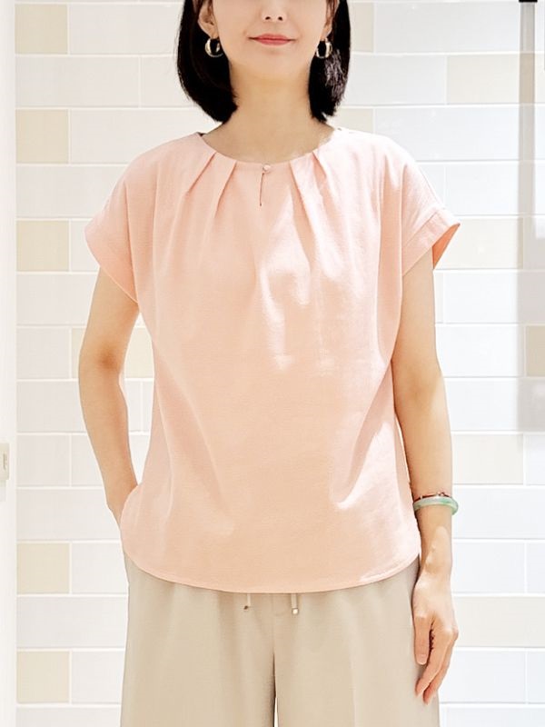 褶領設計上衣[泡泡紗]
