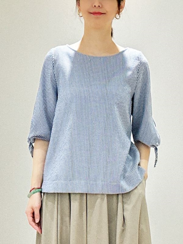 袖綁帶造型上衣(淺藍色(52)/38)