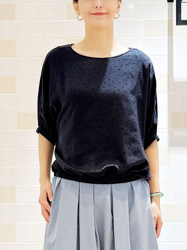 優雅圓領上衣(墨綠色(38)/38)