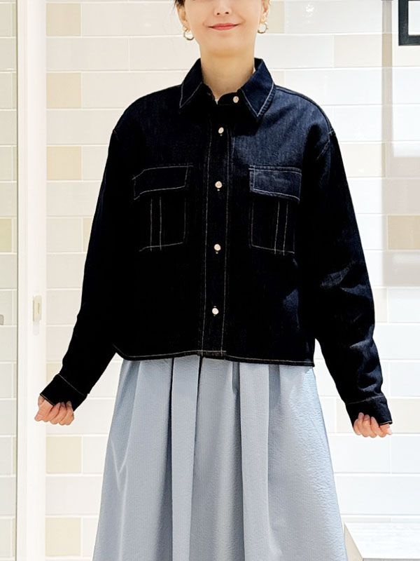 仿單寧襯衫(深藍色(58)/38)