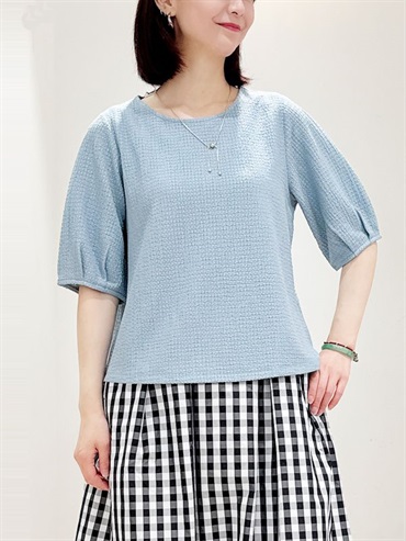 立體波紋上衣(淺藍色(52)/38)