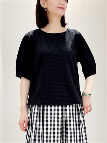 立體波紋上衣(黑色(94)/38)