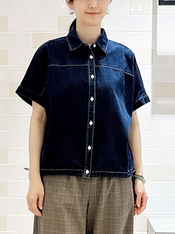丹寧開襟襯衫(藍色(55)/38)