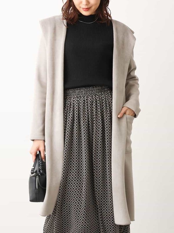 內磨毛連帽開襟衫[REVER COAT](淺灰色(91)/38)