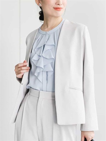 俐落無領外套[成套搭配](淺灰色(91)/38)