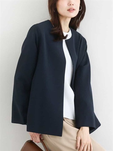 二重織A字無領外套[成套搭配](海軍藍(57)/38)