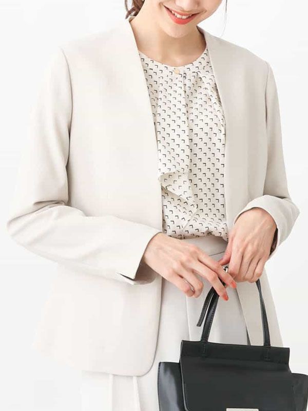 俐落無領外套[成套搭配](米色(82)/38)