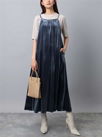 雪紡絲絨吊帶洋裝