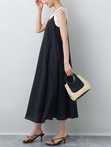 立體紋理吊帶洋裝(黑色(94)/38)
