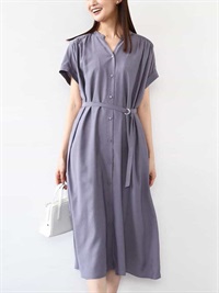 [獨家]鑰匙領洋裝[附腰帶]