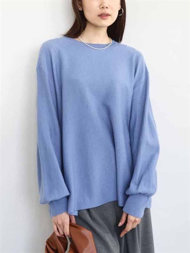 傘狀輪廓長版針織衫(淺藍色(50)/38)