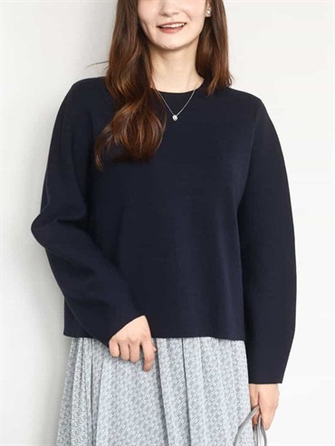 雙面針織後釦上衣(海軍藍(57)/38)