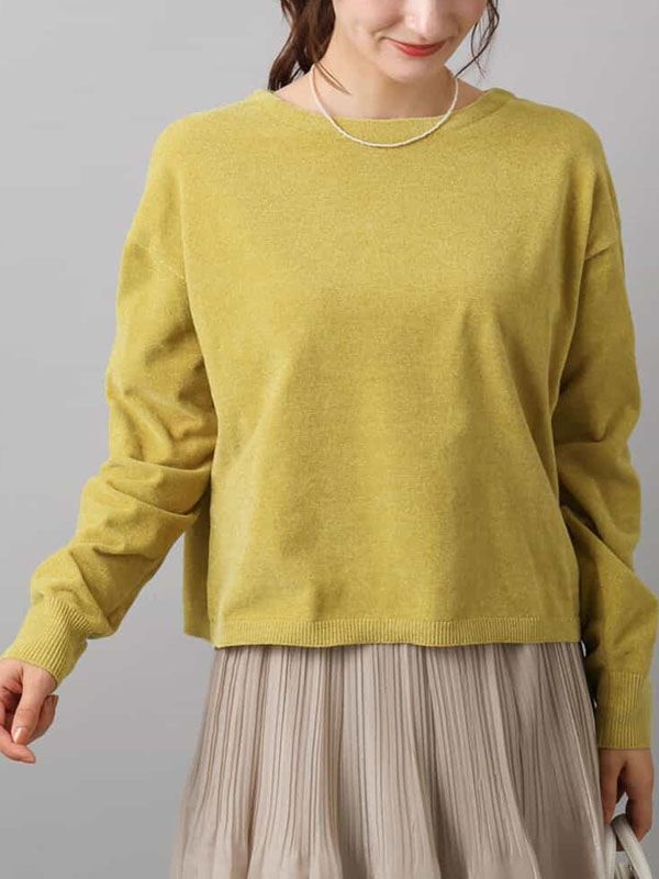 船型領針織衫[雪尼爾紗](芥末黃色(26)/38)