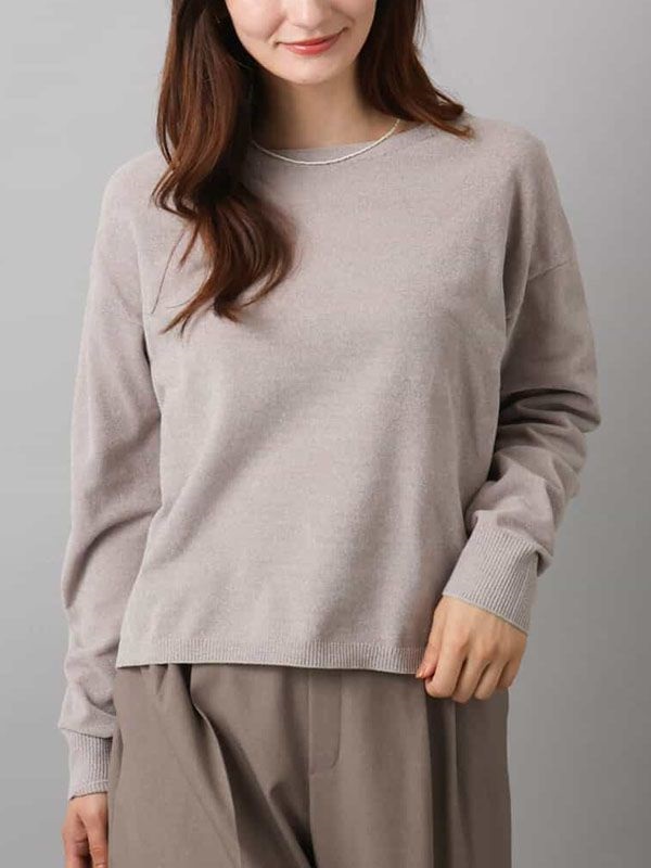 船型領針織衫[雪尼爾紗](淺灰色(91)/38)