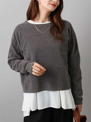 船型領針織衫[雪尼爾紗](灰色(92)/38)
