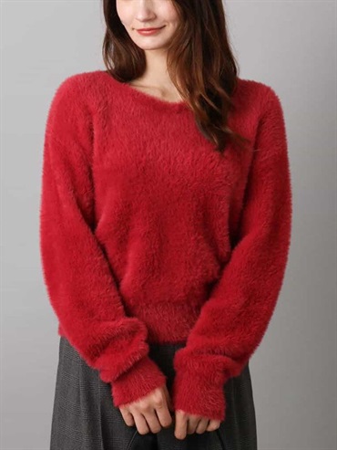 羽毛感針織上衣[2WAY](玫紅色(05)/38)