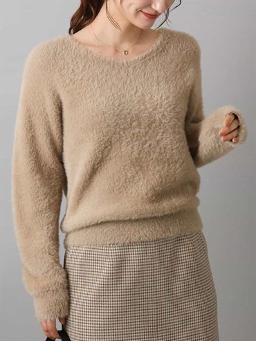 羽毛感針織上衣[2WAY](米色(82)/38)