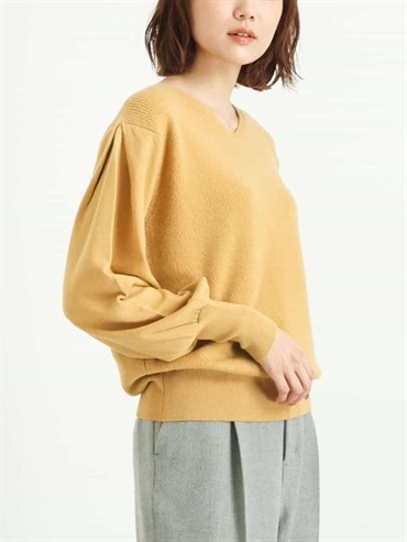 V領針織衫[美麗諾羊毛](芥末黃色(26)/38)