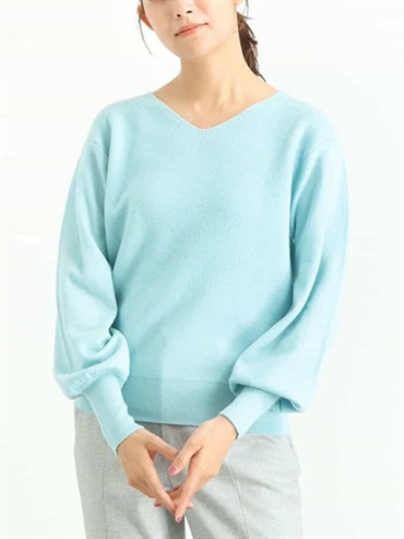 V領針織衫[美麗諾羊毛](天藍色(50)/38)