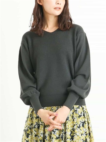 V領針織衫[美麗諾羊毛](深灰色(93)/38)