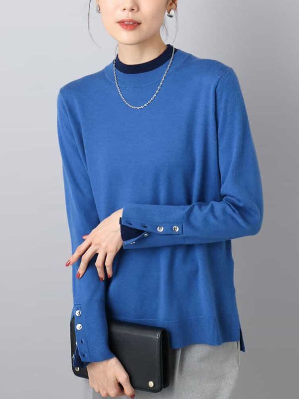 配色層次設計針織衫(藍色(55)/38)