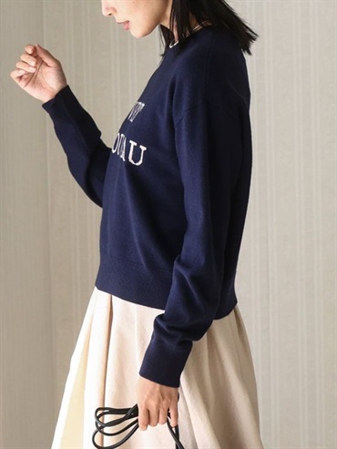 LOGO羊毛混紡針織衫[2WAY](海軍藍(57)/38)